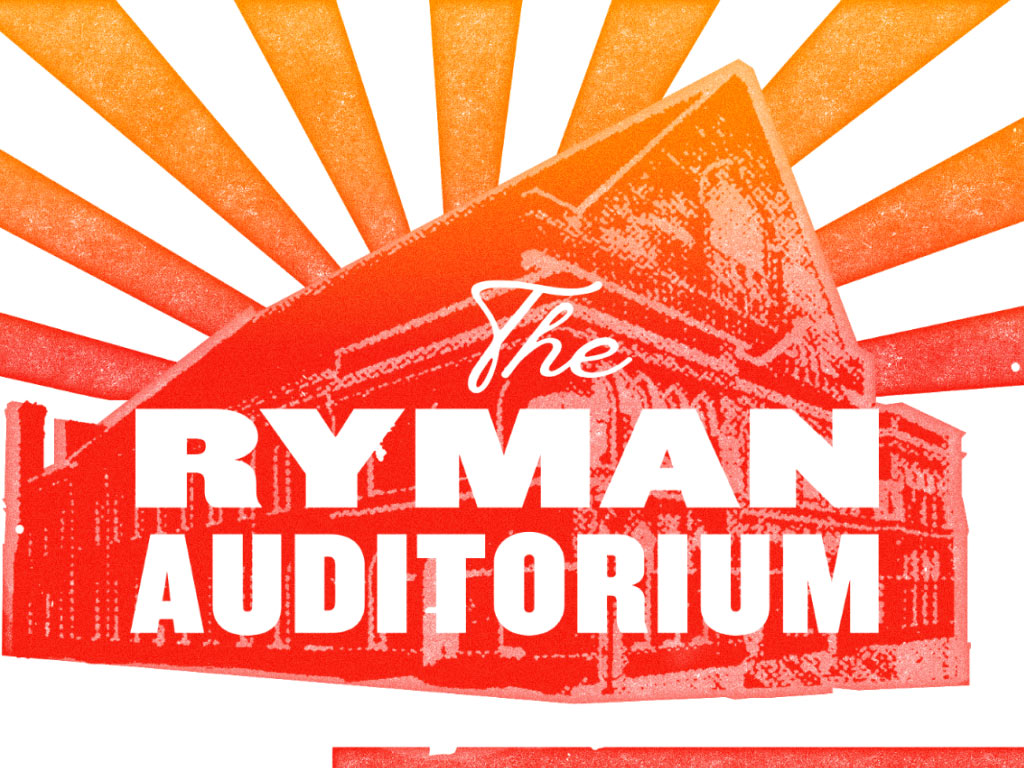 Stylized graphic of The Ryman Auditorium in letterpress style