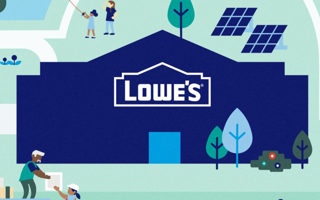 Illustration of Lowe's with a community surrounding the building