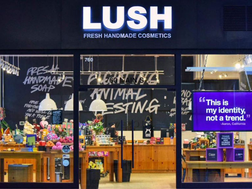 Image of the front of a Lush store