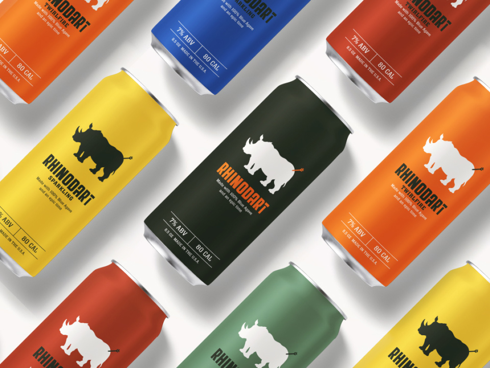 Rhinodart cans in various colors