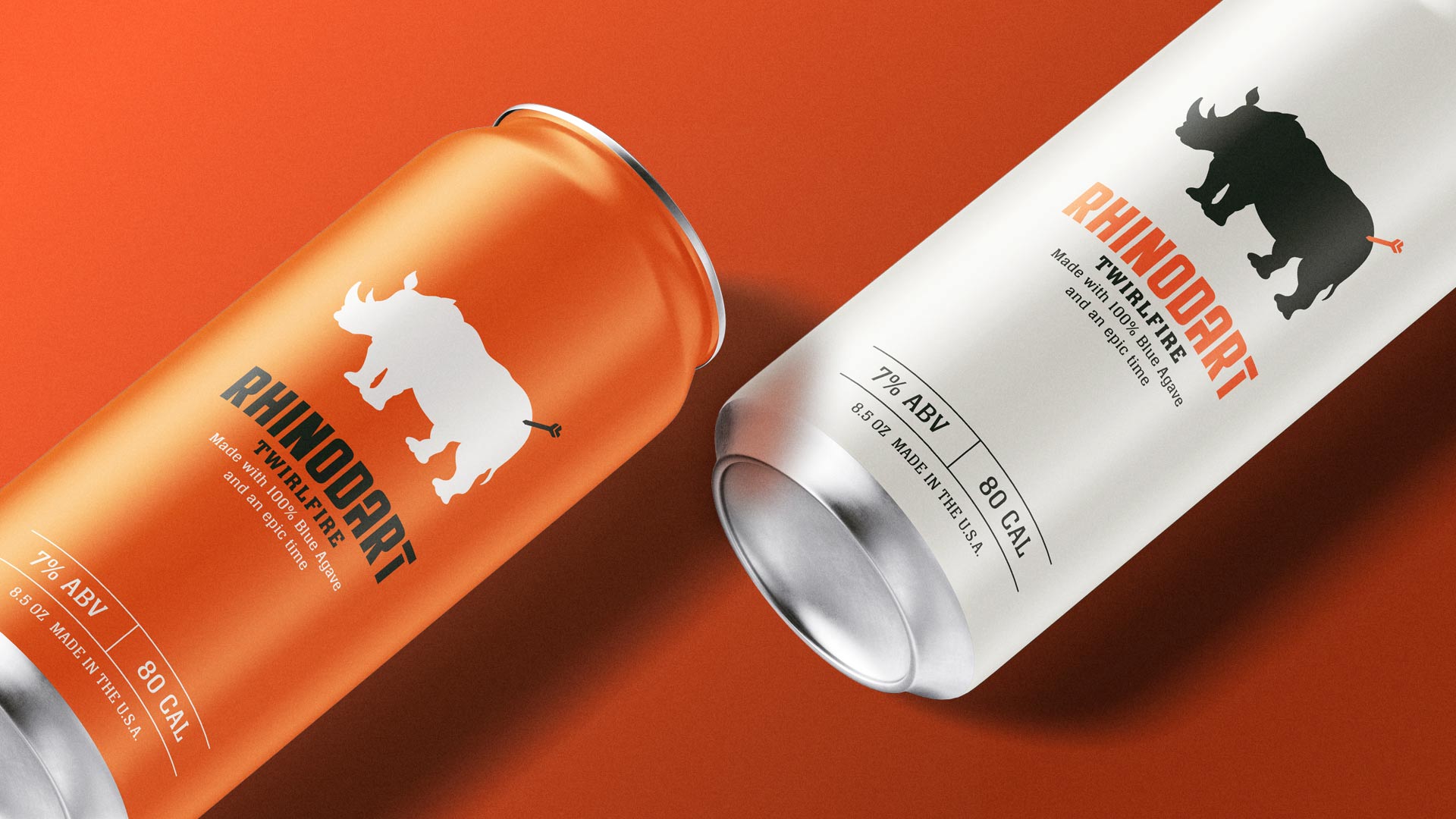 Orange and white Rhinodart cans