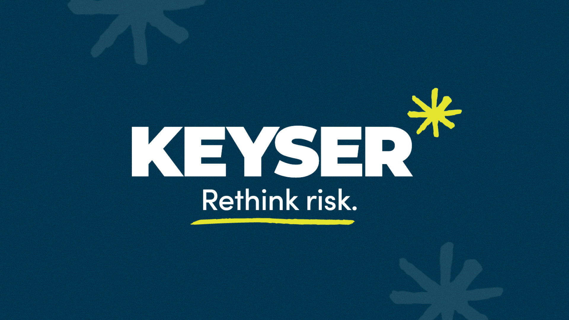 Logo on a navy background. The logo says Keyser Rethink Risk.