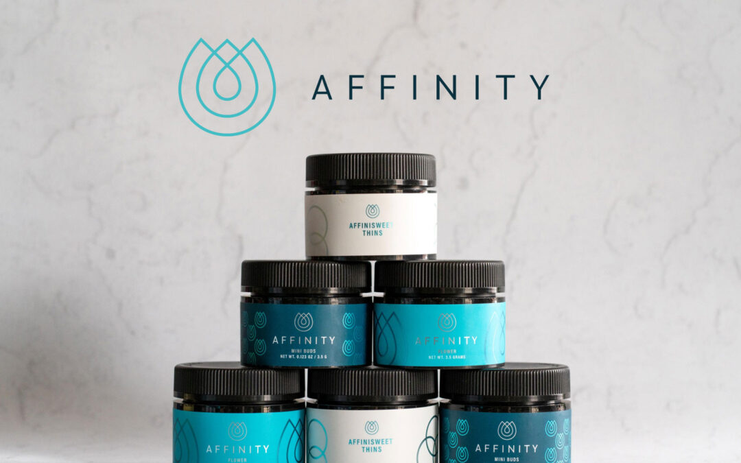 Photograph of Affinity products stacked in front of logo and icon.