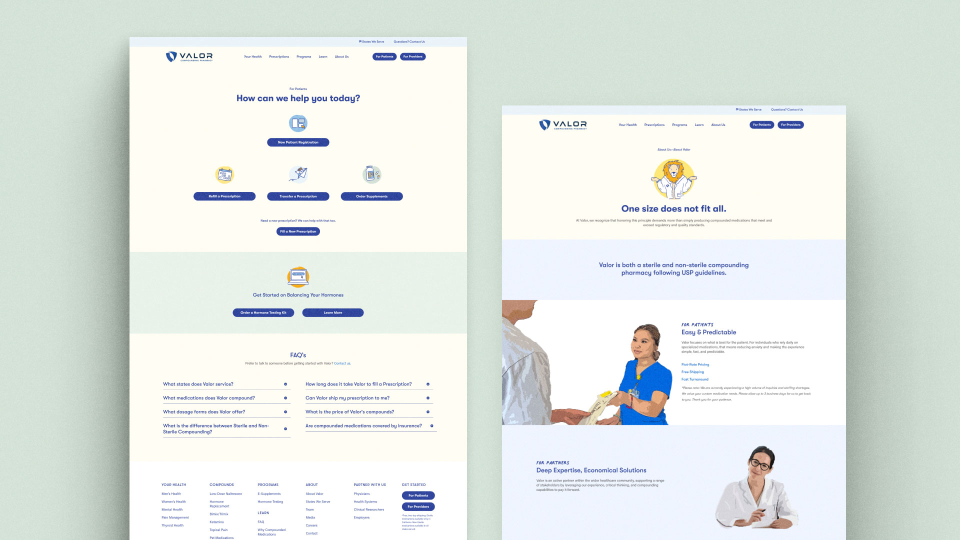 Side by side of the Valor website that illustrates it's easy navigation.